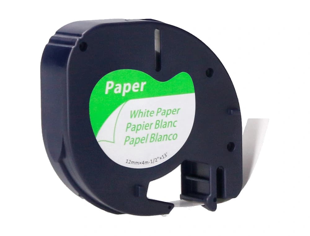Cinta q-connect papel 12 mm x 4 m negro-blanco para letratag