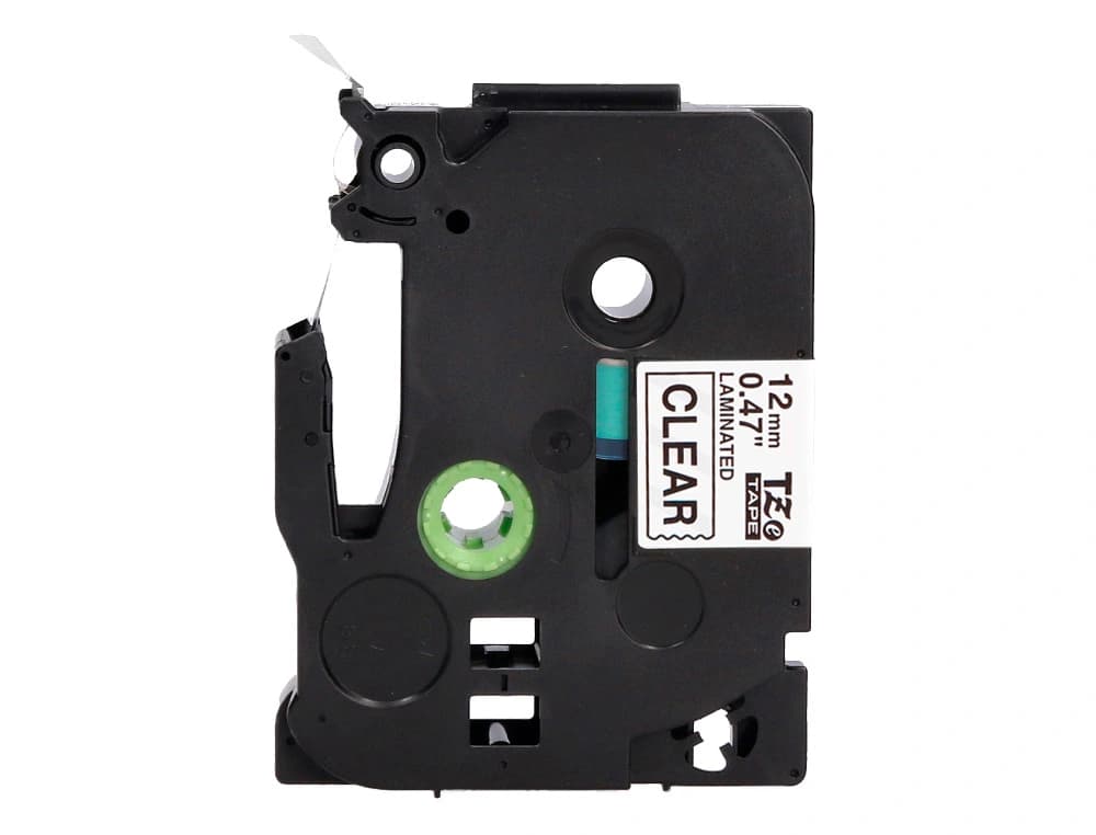 Cinta q-connect tze-131 transparente-negro 12mm longitud 8 m
