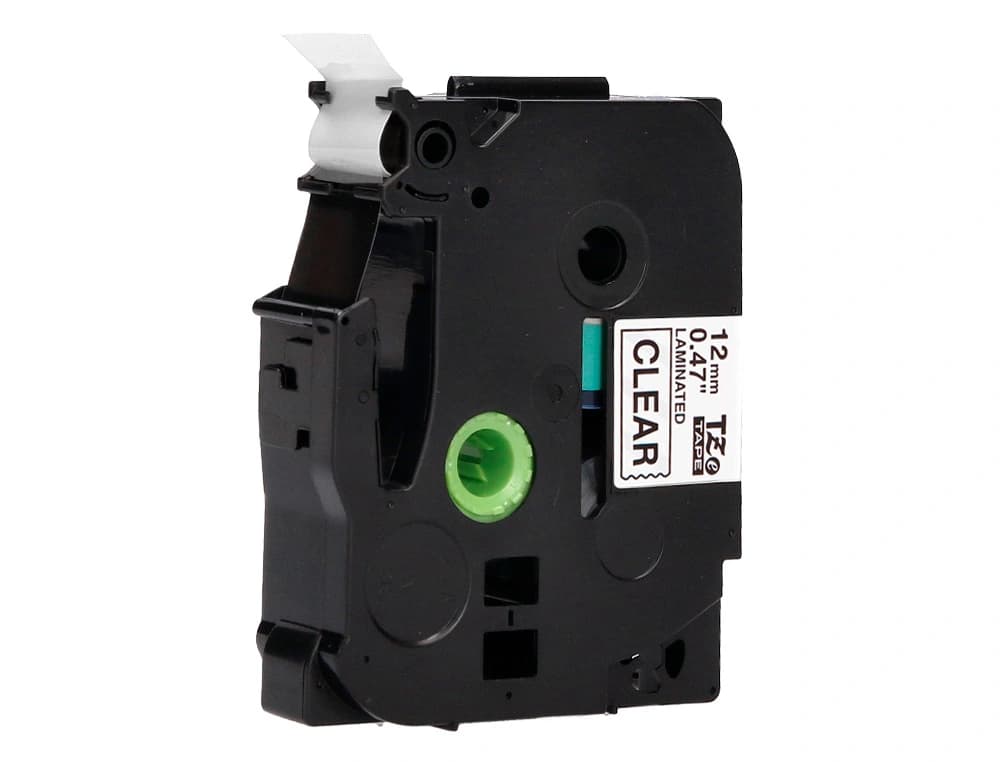Cinta q-connect tze-131 transparente-negro 12mm longitud 8 m