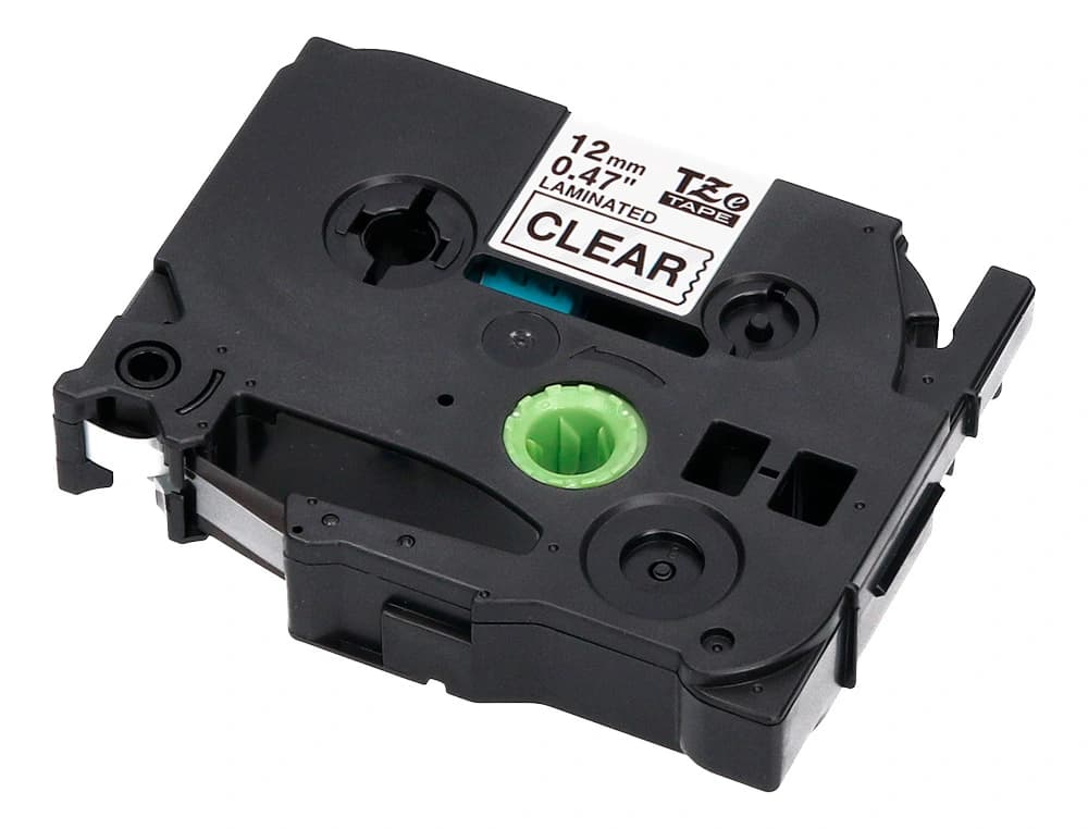 Cinta q-connect tze-131 transparente-negro 12mm longitud 8 m