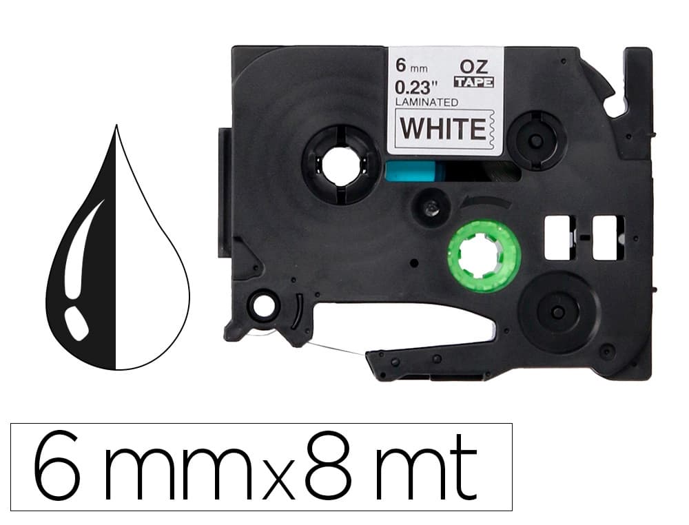 Q-Connect Cinta Q-Connect TZE-211 blanco-negro 6mm longitud 8 m