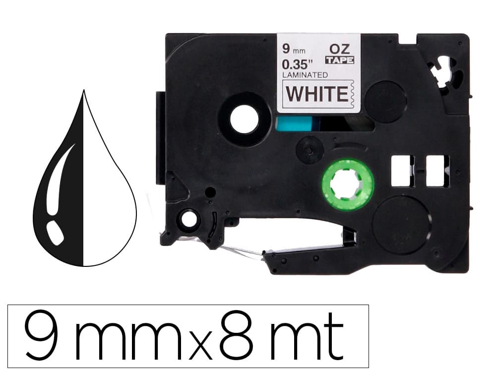 Q-connect Cinta q-connect tze-221 blanco-negro 9mm longitud 8 m