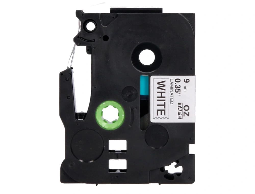 Cinta q-connect tze-221 blanco-negro 9mm longitud 8 m