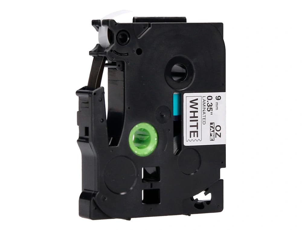 Cinta q-connect tze-221 blanco-negro 9mm longitud 8 m