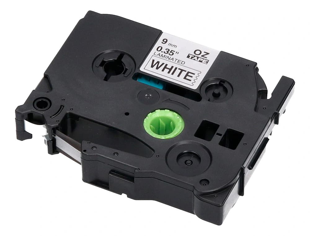 Cinta q-connect tze-221 blanco-negro 9mm longitud 8 m