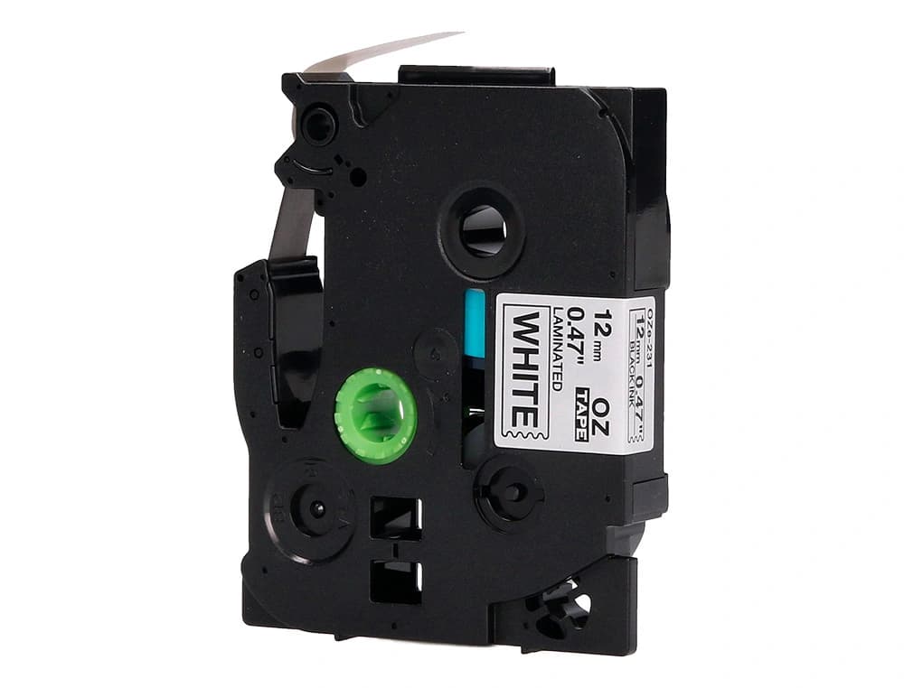 Cinta q-connect tze-231 blanco-negro 12mm longitud 8 m