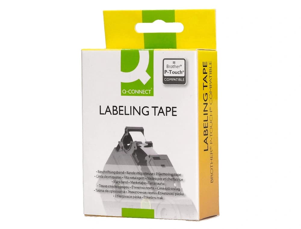 Cinta q-connect tze-241 blanco-negro 18mm longitud 8 m
