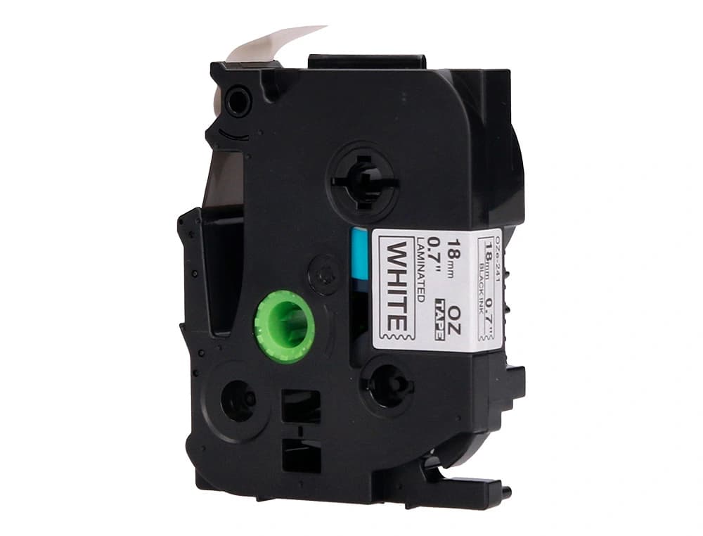 Cinta q-connect tze-241 blanco-negro 18mm longitud 8 m