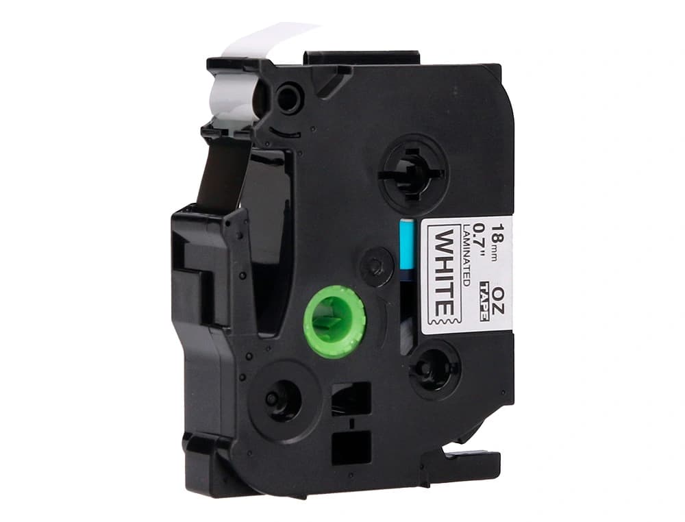 Cinta q-connect tze-241 blanco-negro 18mm longitud 8 m