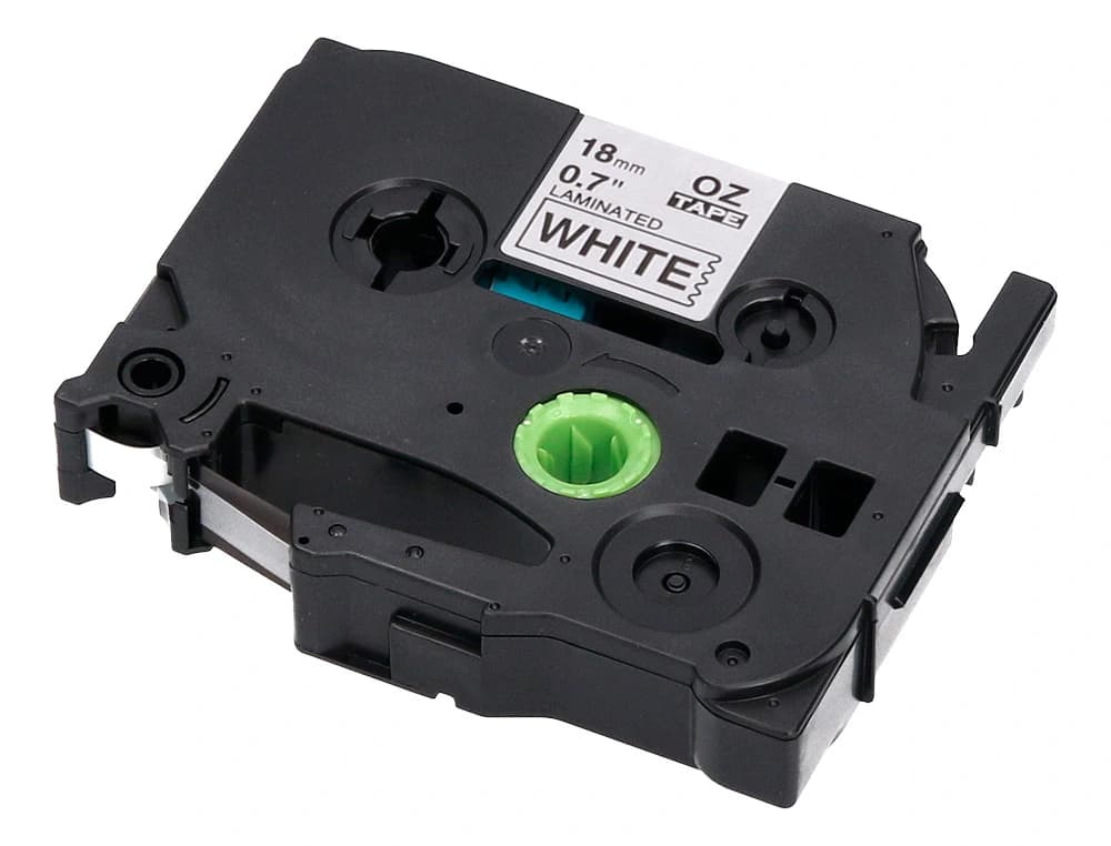 Cinta q-connect tze-241 blanco-negro 18mm longitud 8 m