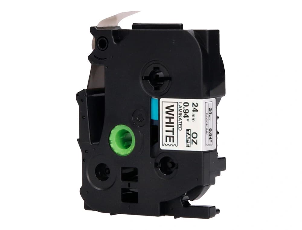Cinta q-connect tze-251 blanco-negro 24mm longitud 8 m