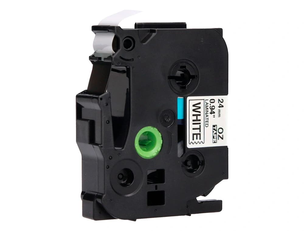 Cinta q-connect tze-251 blanco-negro 24mm longitud 8 m