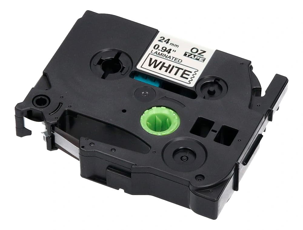 Cinta q-connect tze-251 blanco-negro 24mm longitud 8 m