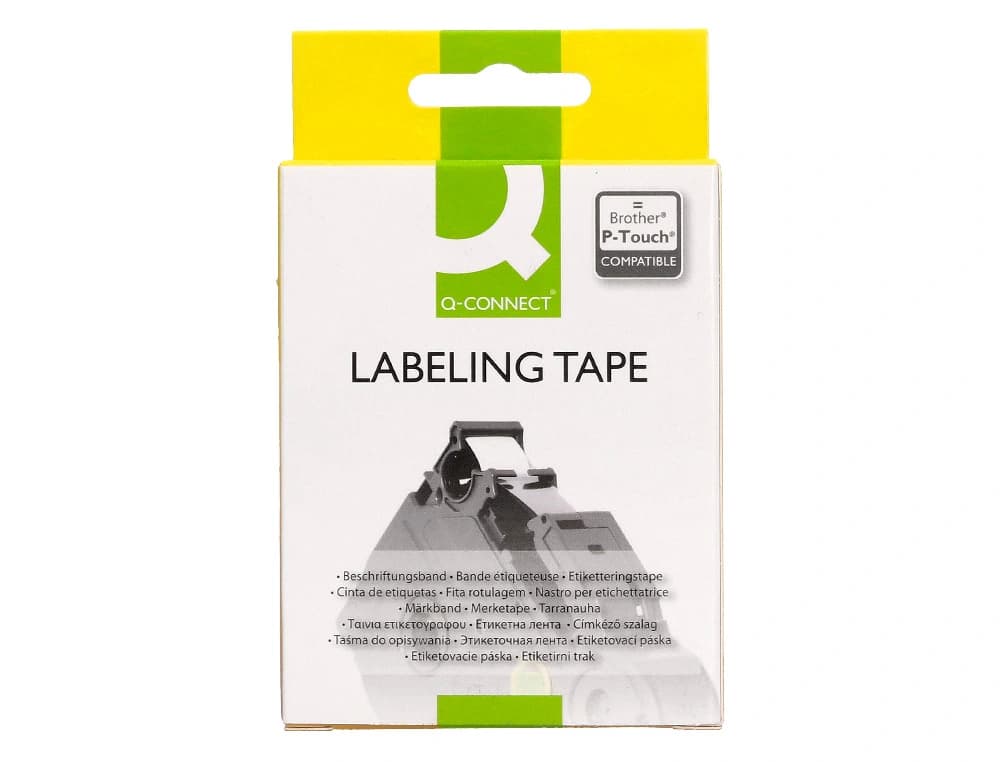 Cinta q-connect tze-251 blanco-negro 24mm longitud 8 m