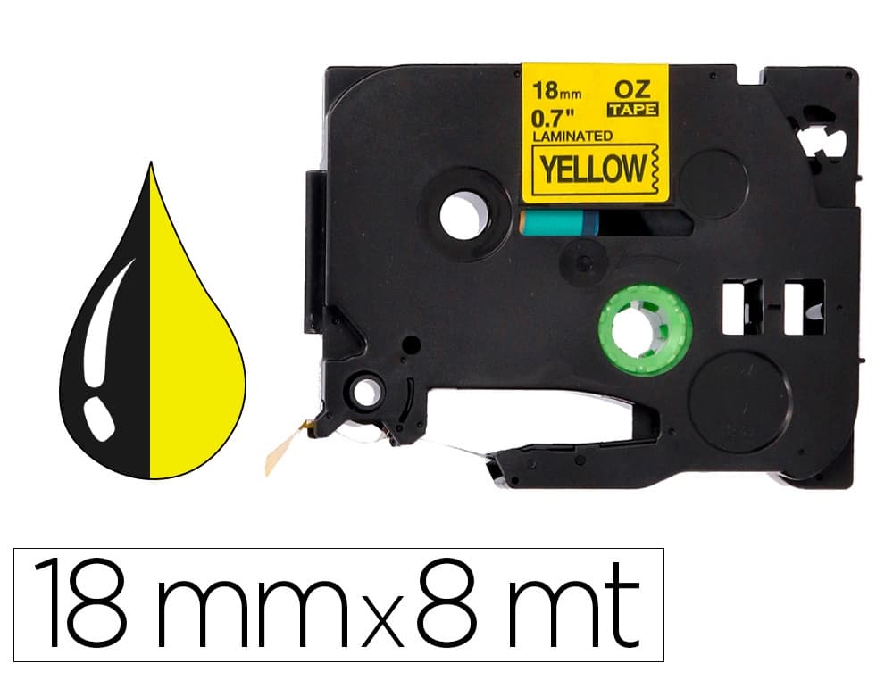 Q-connect Cinta q-connect tze-641 amarillo-negro 18mm longitud 8 m