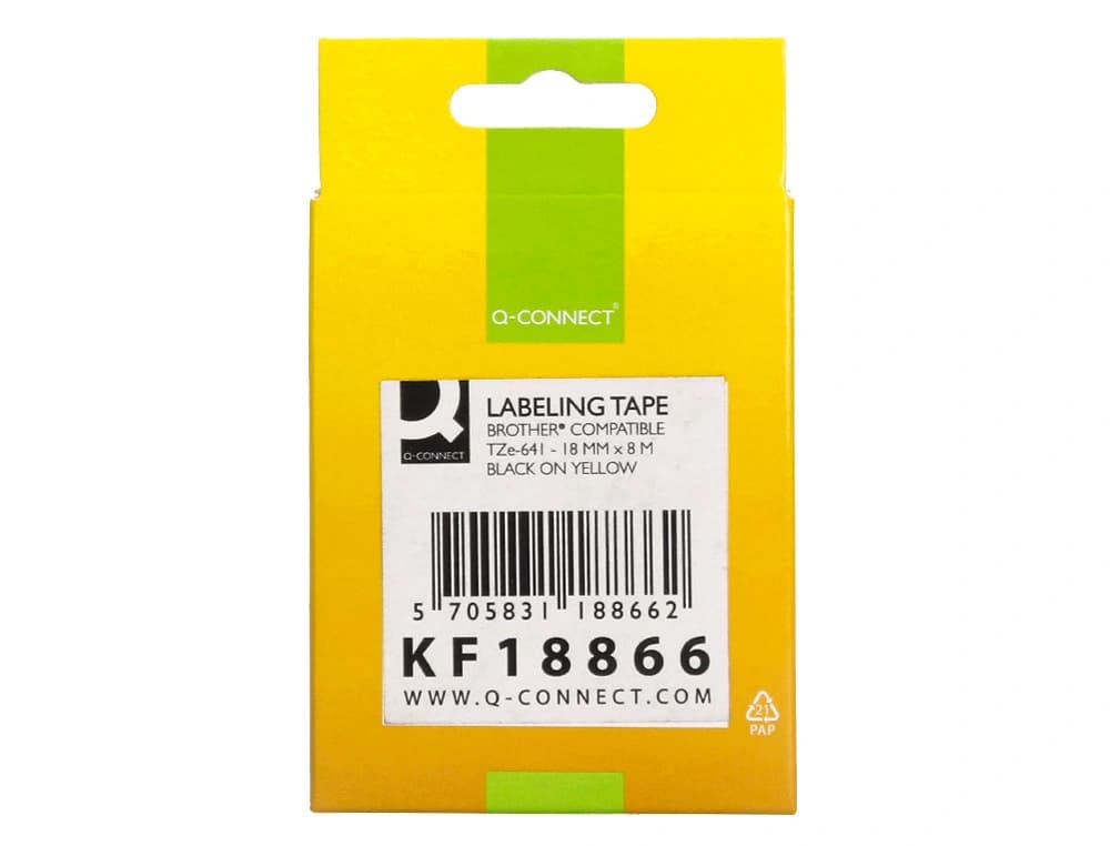 Cinta q-connect tze-641 amarillo-negro 18mm longitud 8 m
