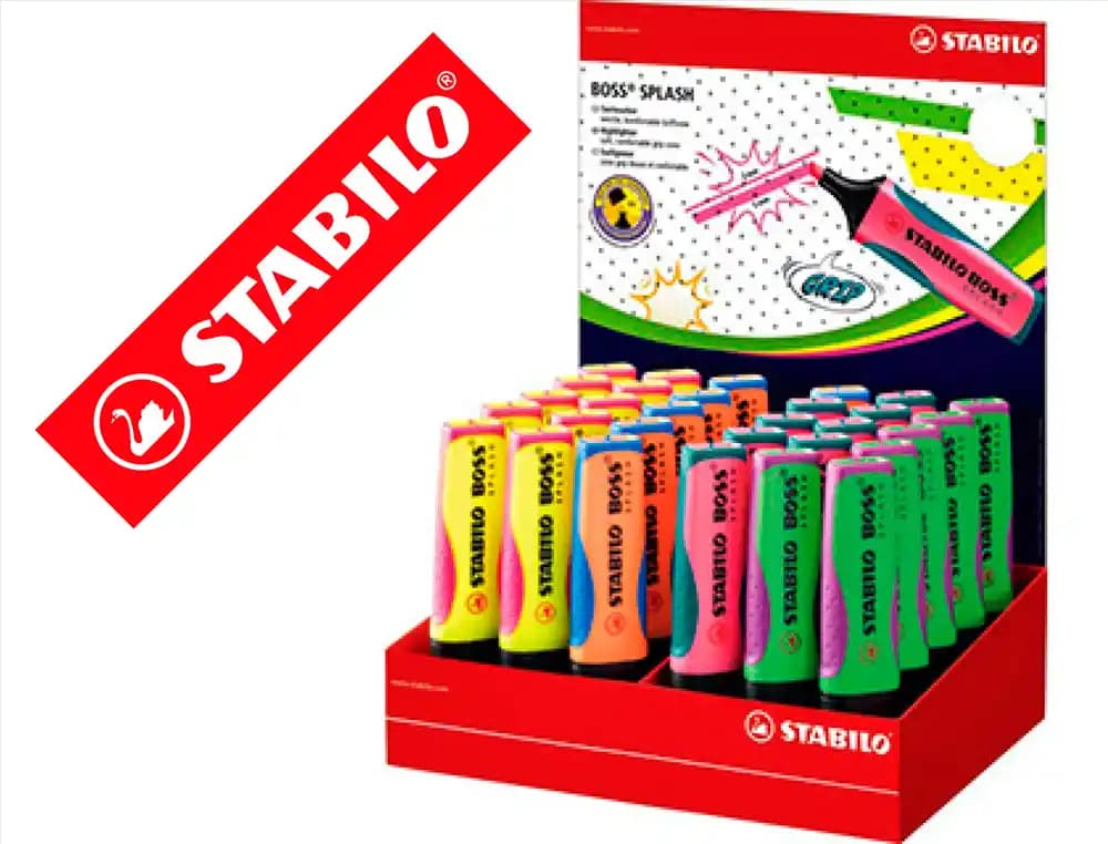 Stabilo Rotulador stabilo boss splash 75 expositor sobremesa de 30 unidades colores surtidos