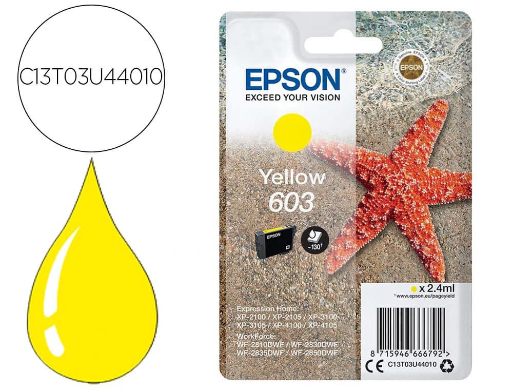 Epson Ink-jet epson 603 xp-2100 / 2105 / 3100 / 4100 / wf-2810 / 2830 / 2835 / 2850 130 paginas
