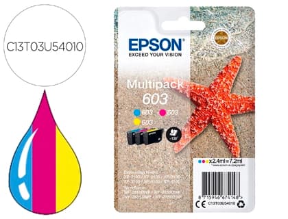Epson Pack de 3 cartuchos de tinta originales Epson 603 para XP-2100, XP-2105, XP-3100, XP-4100, WF-2810, WF-2830, WF-2835 y WF-2850