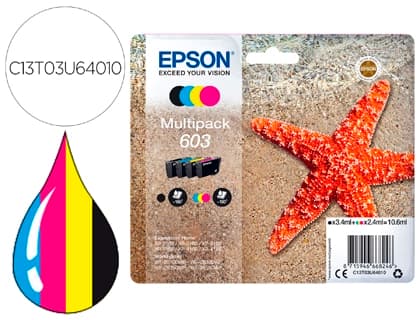 Epson Ink-jet epson 603 xp-2100 / 2105 / 3100 / 4100 / wf-2810 / 2830 / 2835 / 2850 multipack 4 colores negro