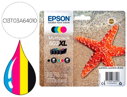 Epson Ink-jet epson 603xl xp-2100 / 2105 / 3100 / 4100 / wf-2810 / 2830 / 2835 / 2850 multipack 4 colores negro