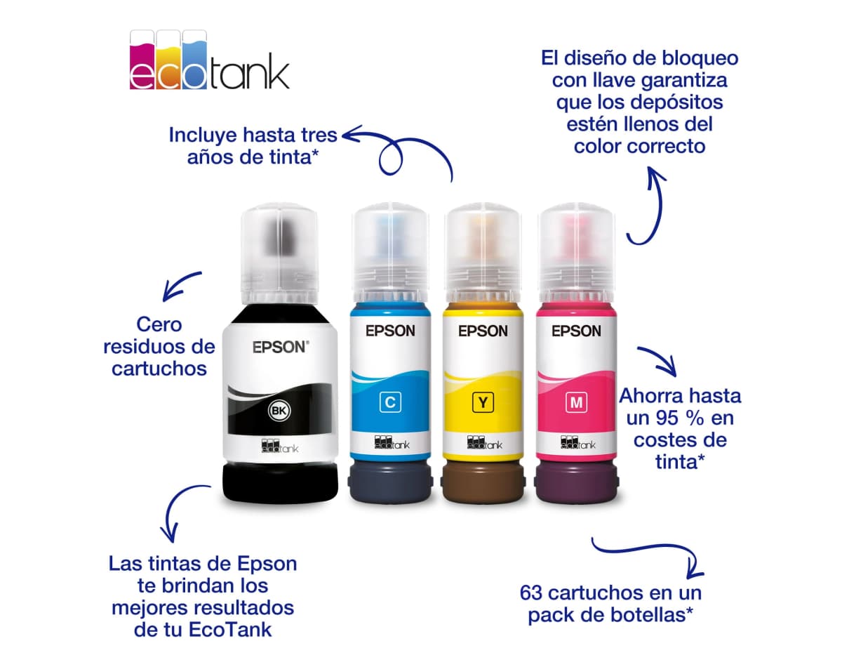 Tinta epson ecotank 102 et-2700 / 2750 / 3700 / 3750 / 4750 bote de 70 ml 6.000 pag