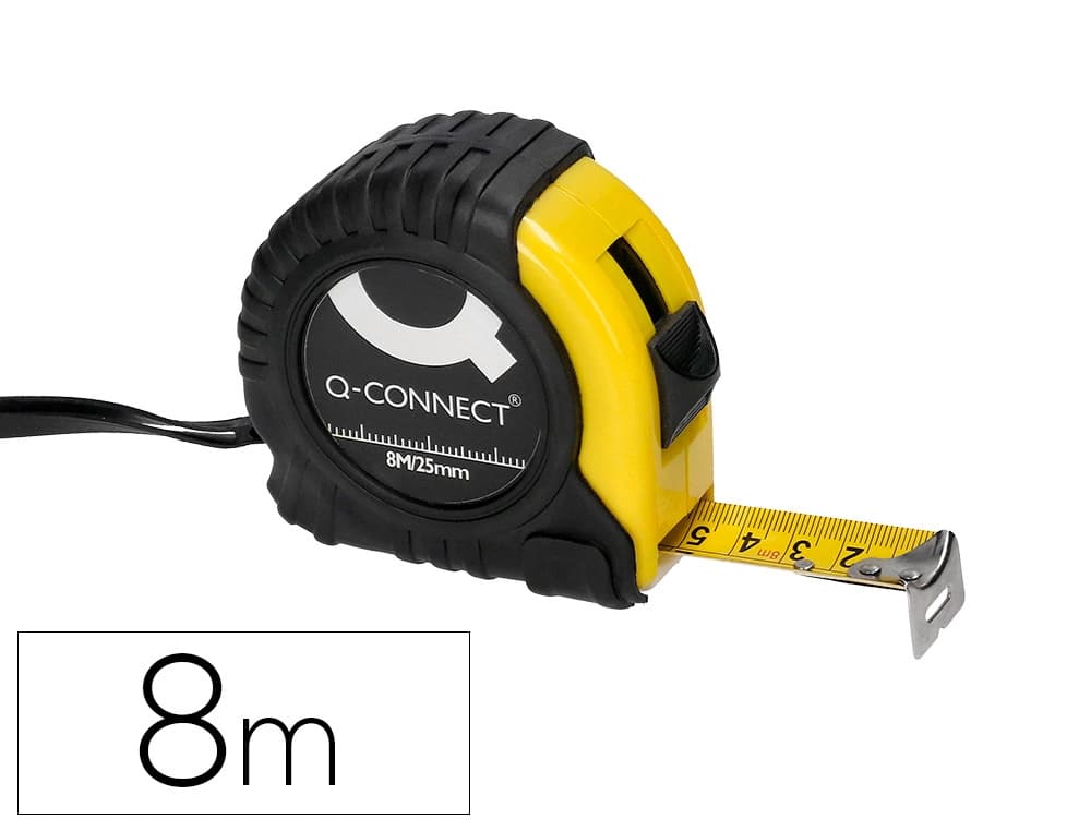 Q-Connect Flexómetro Q-Connect con freno material antichoque 25 mm de ancho longitud 8 m