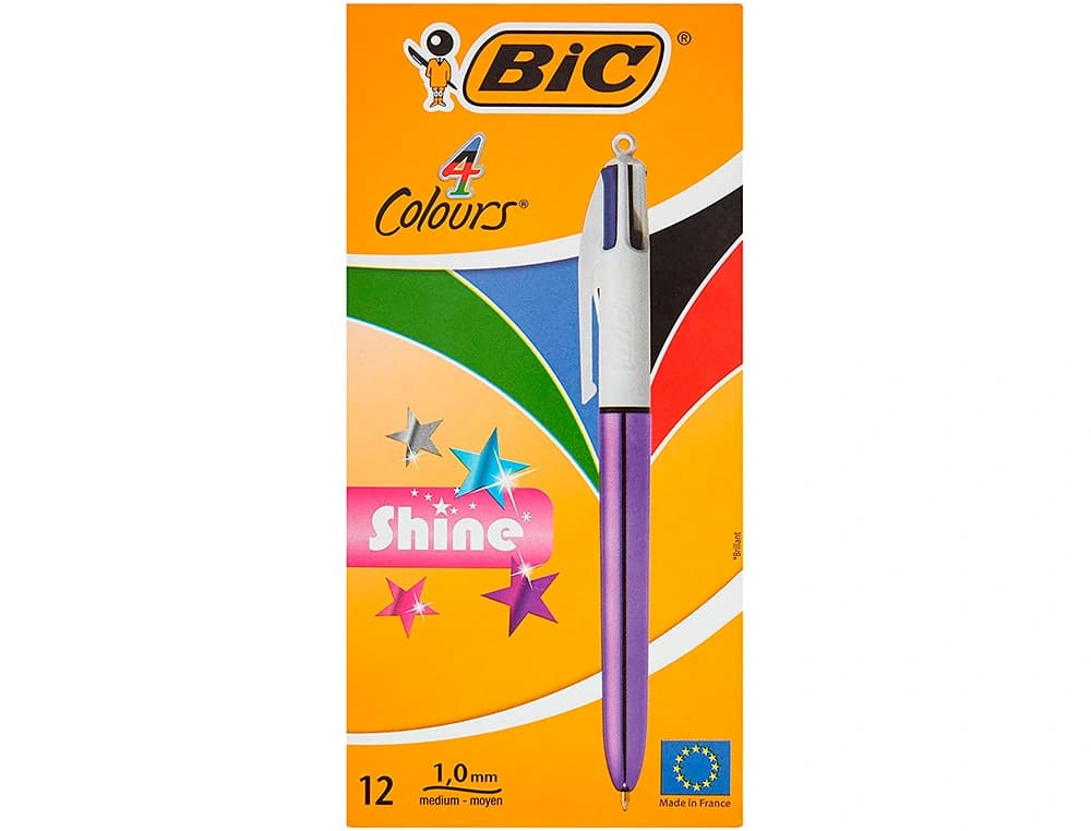 Boligrafo bic cuatro colores shine punta de 1 mm