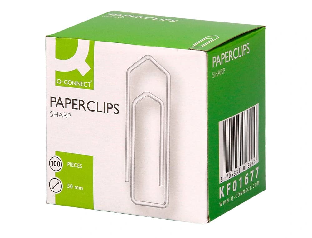 Clips niquelados q-connect nº4 50 mm caja de 100 unidades