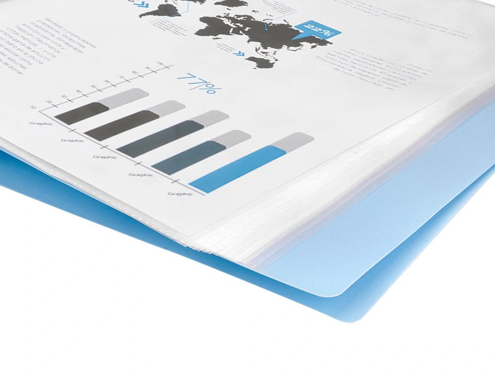 Carpeta escaparate Liderpapel A4 de polipropileno opaco con 80 fundas – Celeste