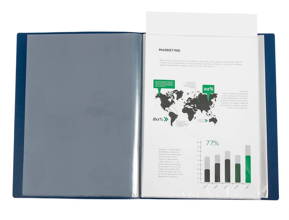 Carpeta liderpapel 80 fundas canguro pp din a4 translucido portada y lomo personalizable