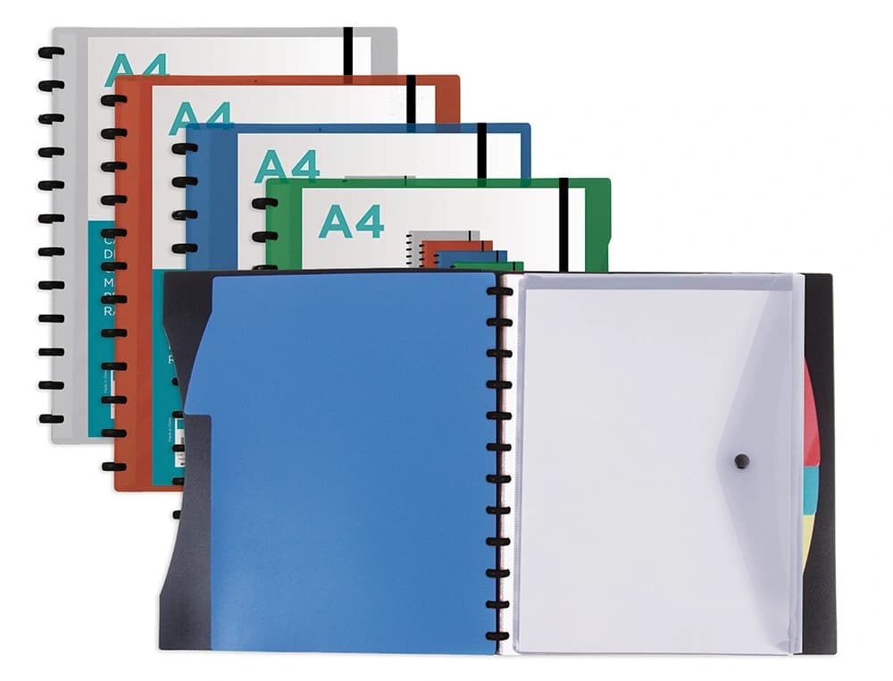 Carpeta liderpapel a4 con 40 fundas intercambiables 5 sep sobre y gomilla portada y lomo personalizable