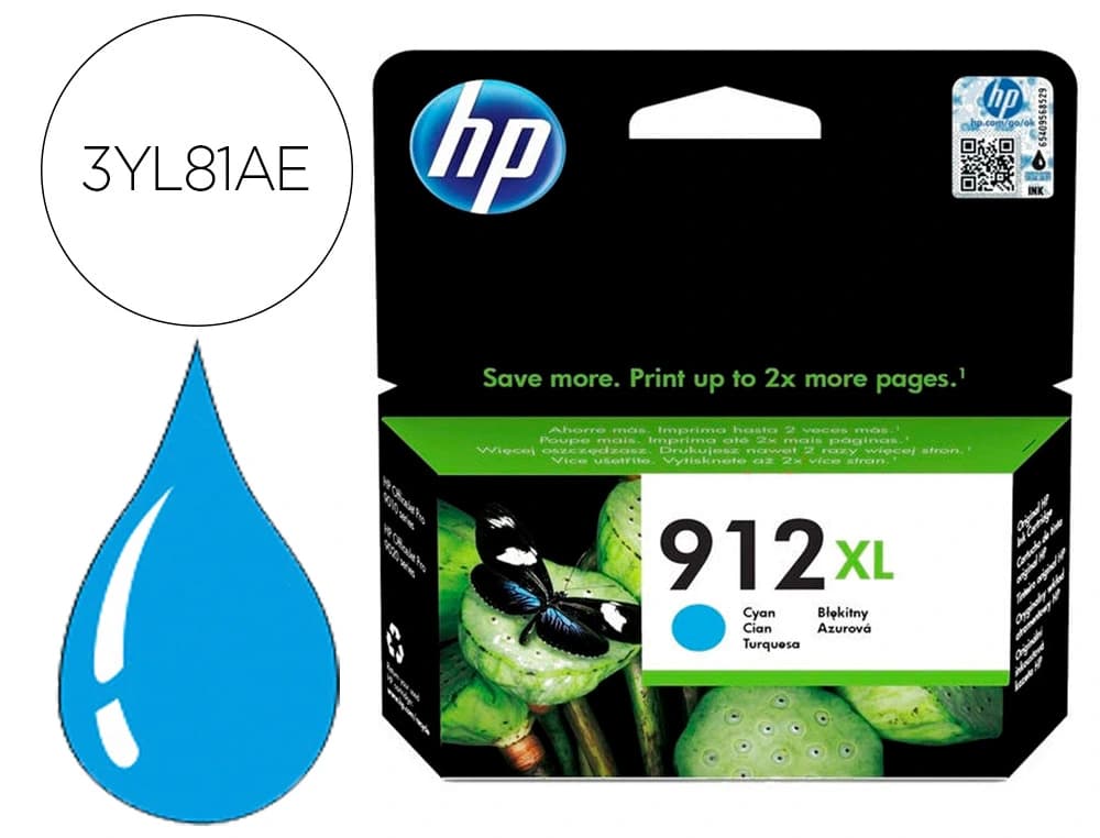 Hp Ink-jet hp 912 xl officejet 8010 / 8020 / 8035 cian 825 pag