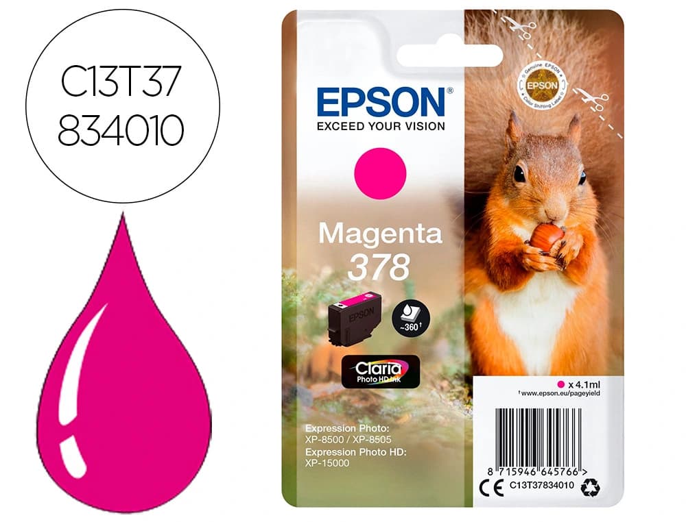 Epson Ink-jet epson 378 expression home xp-8605 / 8606 / xp-15000 / xp-8500 / 8505 magenta 360 pag