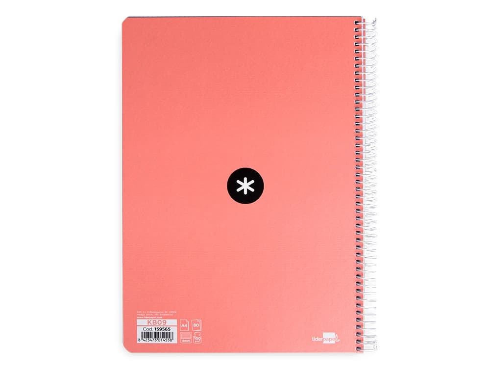 Cuaderno espiral a4 antartik tapa dura 80h 90gr cuadro 4mm con margen fluor