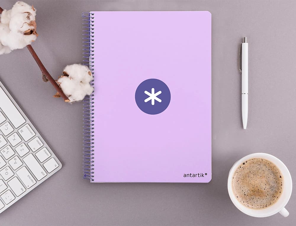 Cuaderno espiral a4 antartik tapa dura 80h 90gr cuadro 4mm con margen fluor