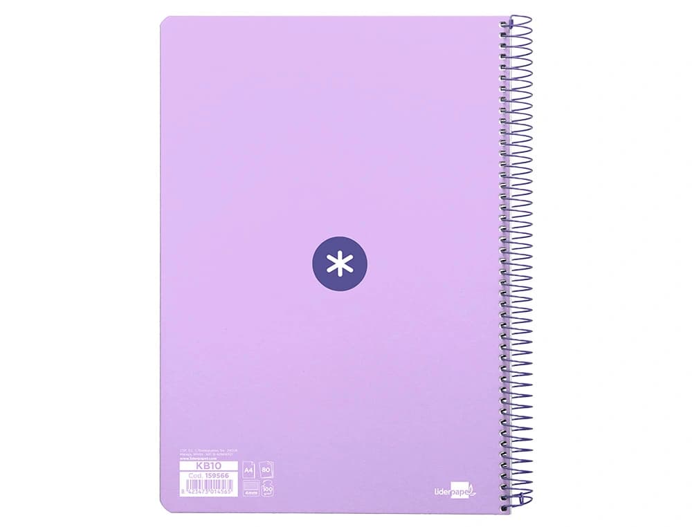 Cuaderno espiral a4 antartik tapa dura 80h 90gr cuadro 4mm con margen fluor