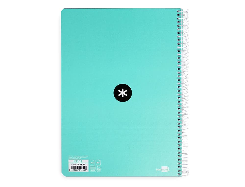 Cuaderno espiral a4 antartik tapa dura 80h 90gr cuadro 4mm con margen fluor