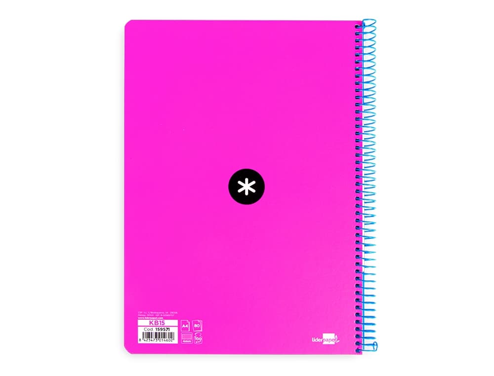 Cuaderno espiral a4 antartik tapa dura 80h 90gr cuadro 4mm con margen fluor