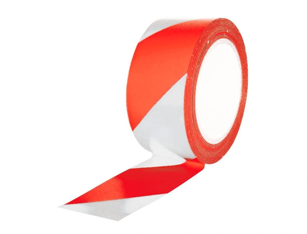 Cinta de señalizacion q-connect no adhesiva rojo y blanco 300 mt x 75 mm