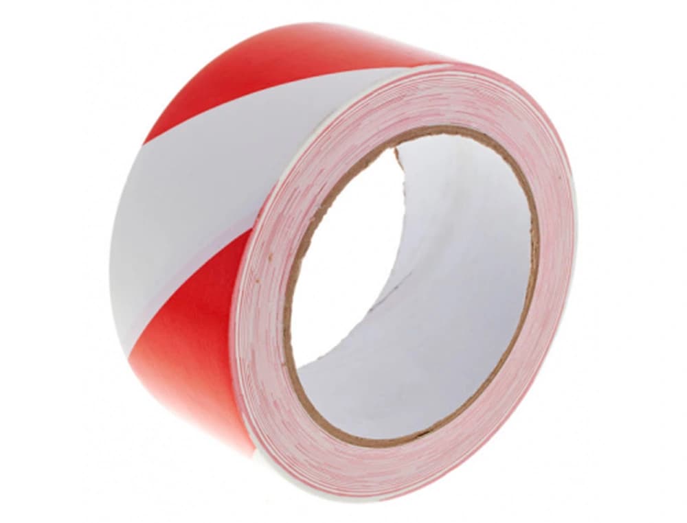 Cinta de señalizacion q-connect no adhesiva rojo y blanco 300 mt x 75 mm