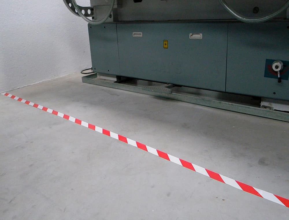 Cinta de señalizacion q-connect no adhesiva rojo y blanco 300 mt x 75 mm