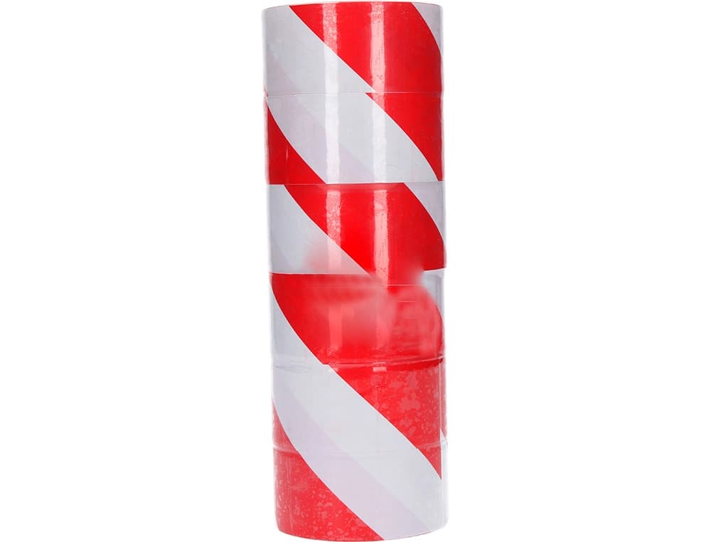 Cinta de señalizacion q-connect no adhesiva rojo y blanco 300 mt x 75 mm