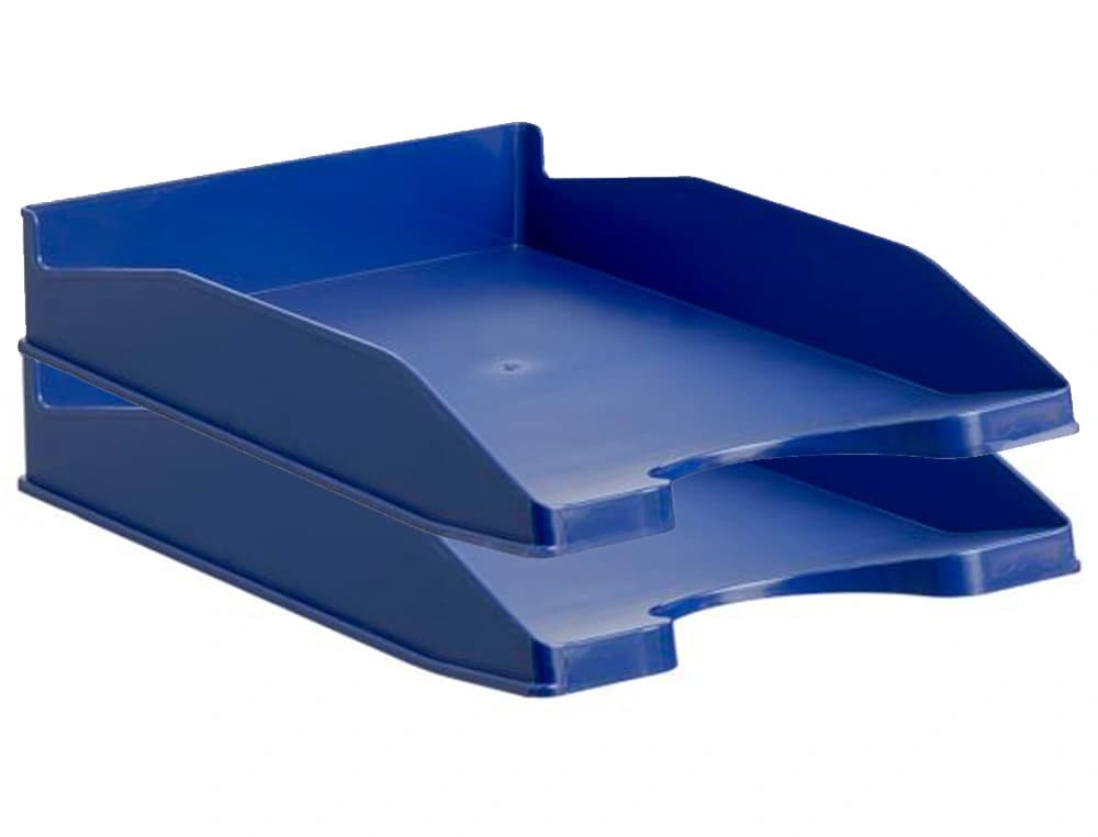 Bandeja de sobremesa Archivo 2000 de plástico apilable en 3 posiciones para A4 y folio, 345 × 255 × 60 mm – Azul