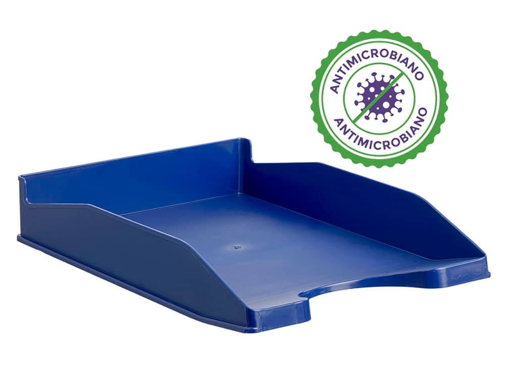Bandeja de sobremesa Archivo 2000 de plástico apilable en 3 posiciones para A4 y folio, 345 × 255 × 60 mm – Azul