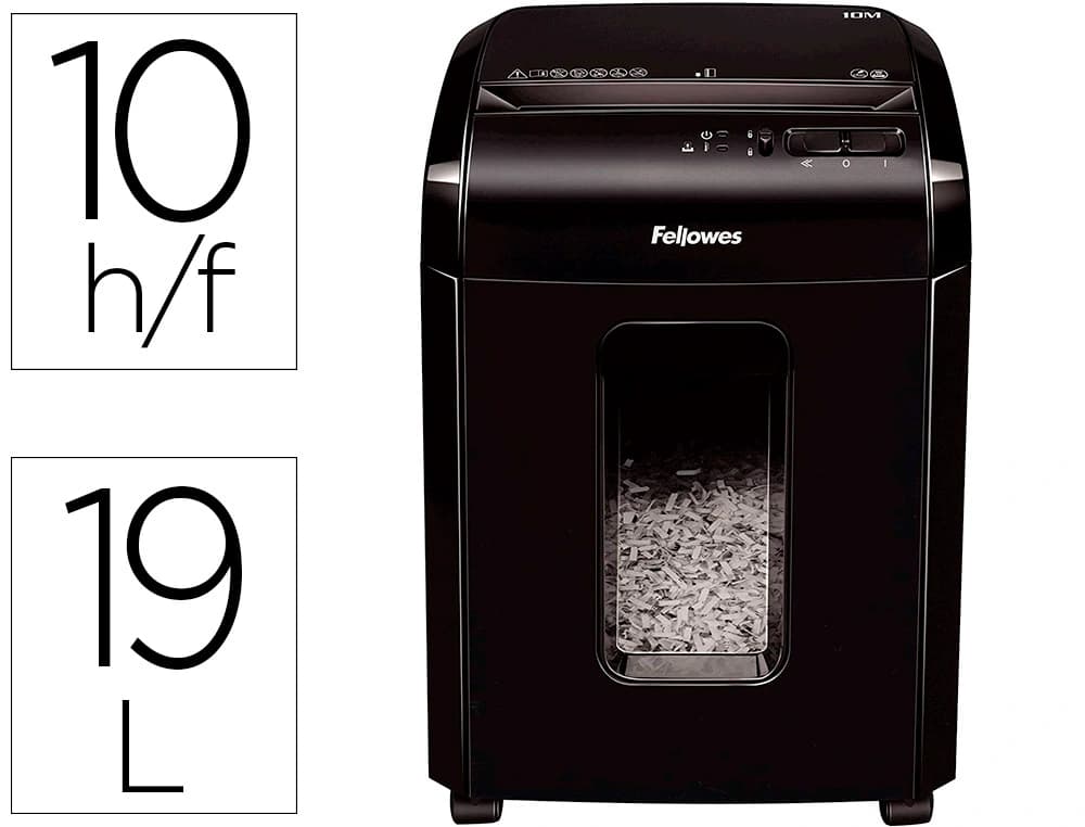 Fellowes Destructora de documentos fellowes 10m capacidad de corte 10 h seguridad p5 destruye grapas y tarjetas de