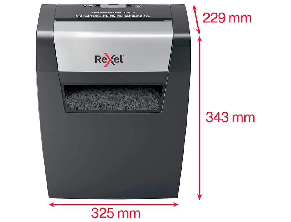 Destructora de documentos rexel momentum x308 capacidad de corte 8 hojas destruye grapas y clips 15 litros