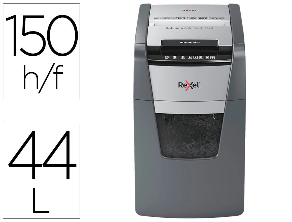 Rexel Destructora de documentos Rexel optimum autofedd+ 150x eu capacidad de corte 150 hojas destruye grapas y clips