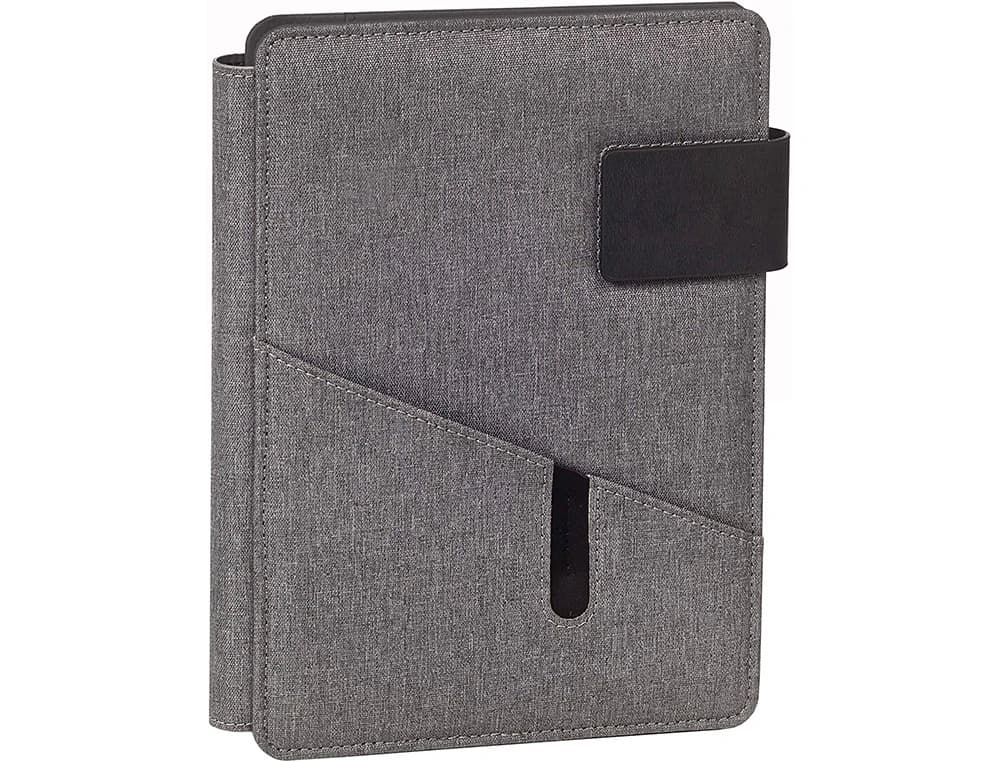 Carpeta portafolios carchivo venture din a5 con cuaderno y soporte smartphone color gris