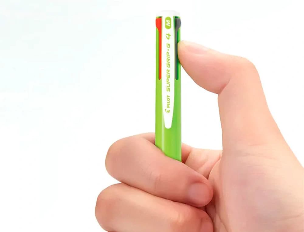 Boligrafo pilot super grip g 4 colores retractil sujecion de caucho tinta base de aceite cuerpo